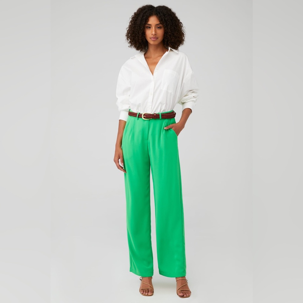 Amanda Uprichard Wallace Straight Leg Pants Small Grass Green Work Business Bold
